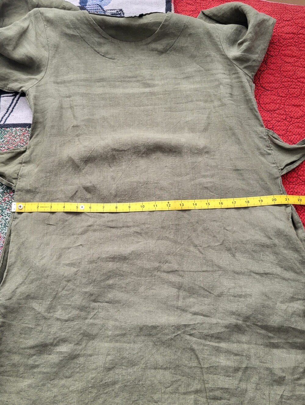 NWOT, LEN.ok Linen Khaki Green Linen Dress, Similar To Not Perfect Linen - Picture 7 of 15